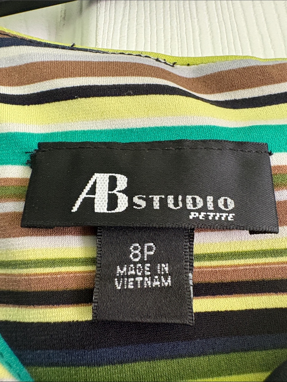 AB Studio Striped Sheath Dress in Teal, Brown, Lime and Cream - Picture 2 of 4